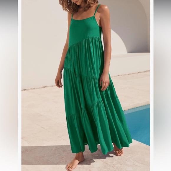 Dresses & Skirts - ANRABESS Women Summer Casual Sundress Spaghetti Strap Linen Maxi Dress ☀️